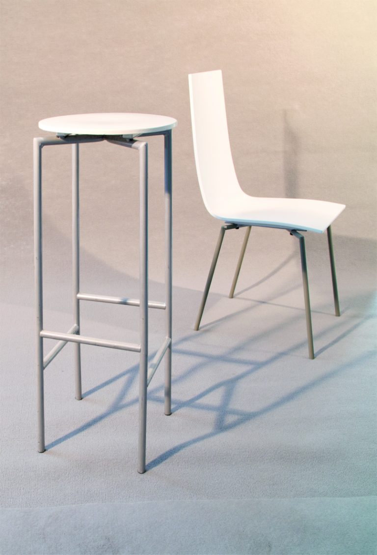 4 Barhocker Holzsitz weiß